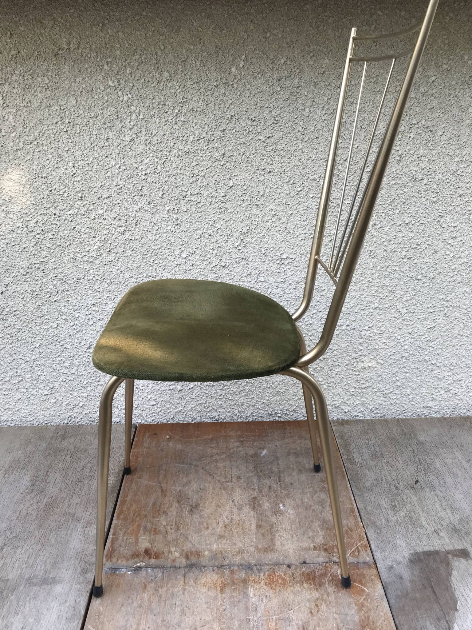 Pair of golden metal old chairs
