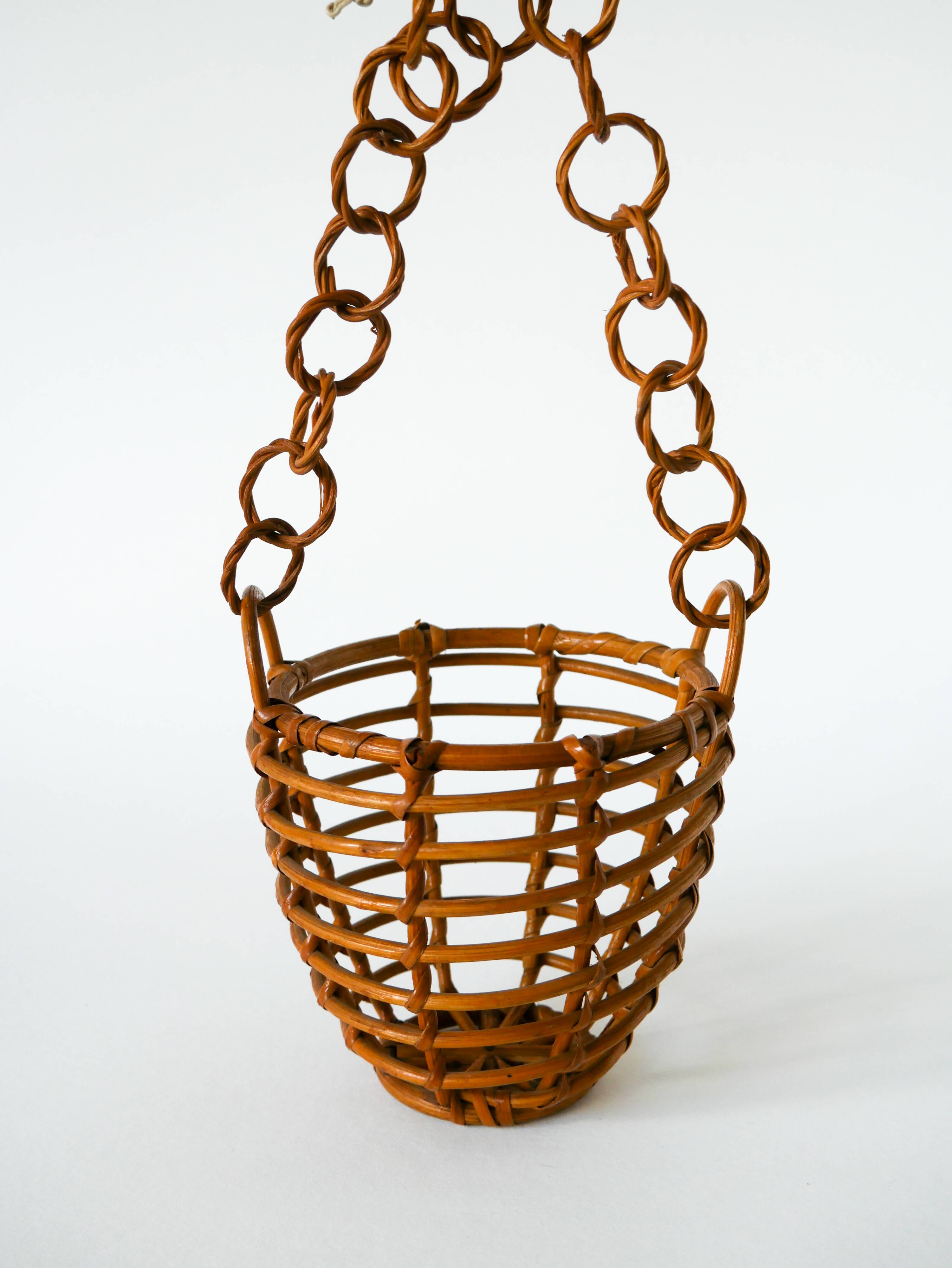 Cache-pot en bois et bambou à suspendre, 1950