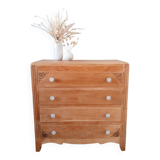 Oak and porcelain chest of drawers