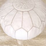 Pouf marocain en cuir Blanc