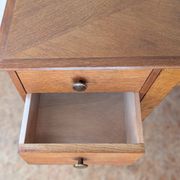 Bureau recto-verso chêne pieds compas des années 50
