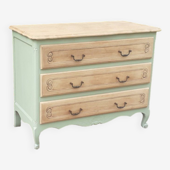 Louis xv style 3 drawer chest of drawers green oak Luxembourg