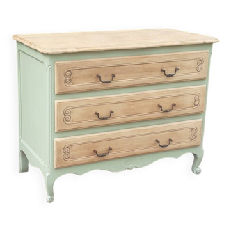 Louis xv style 3 drawer chest of drawers green oak Luxembourg