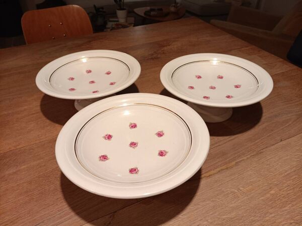 3 plats de service coupe à fruits porcelaine Babel