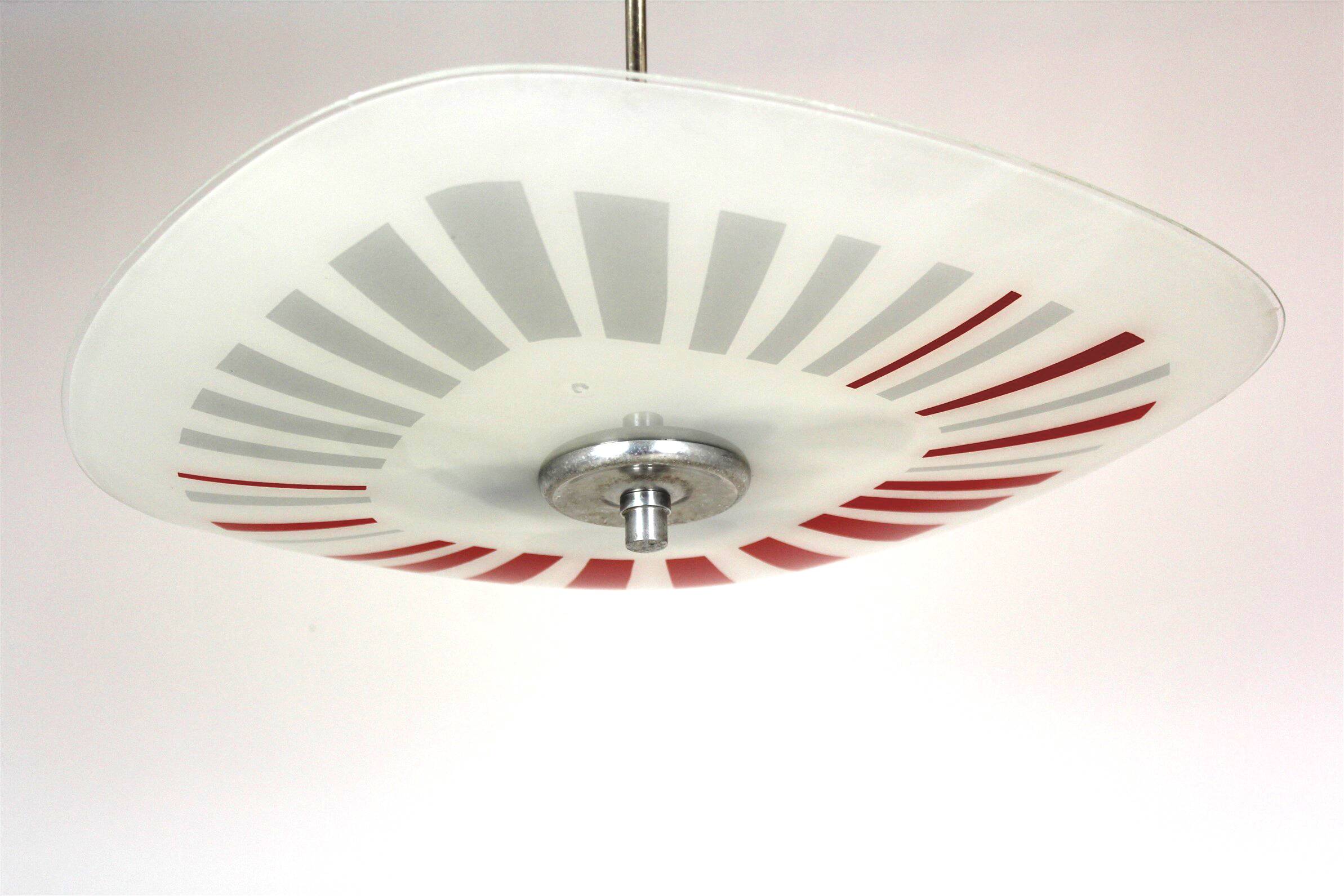 Mid-Century Czech Glass Pendant Lamps with Colorful Decor, 1970s, Set of 6