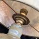 Vintage enamelled stoneware lamp with silk lampshade