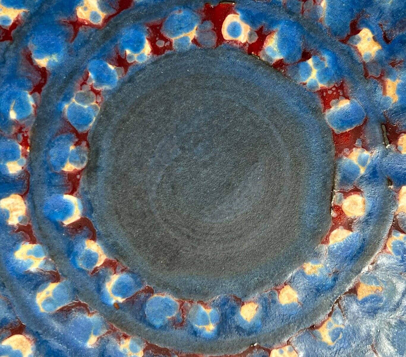 Large Mid-Century Modern German Studio Pottery Decorative Wall Plate by Eva Fritz-Lindner for Karlsruher Majolika, 1960s