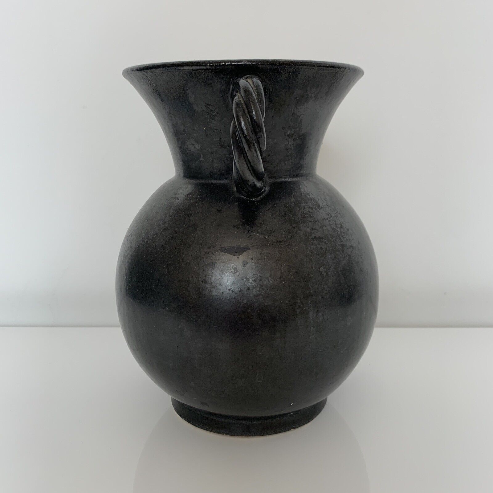 Vase with handles black yellow vintage