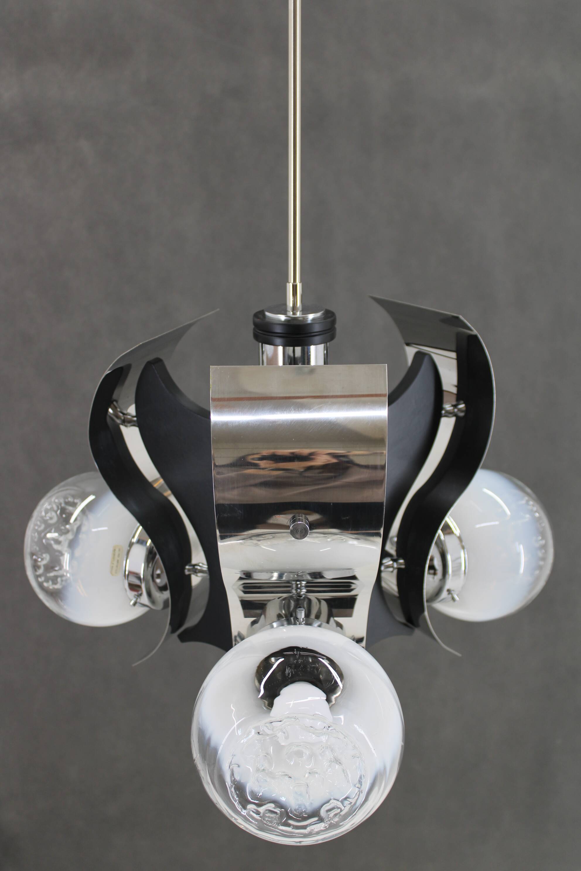 1970s Italian Chrome Plated Chandelier