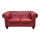 Chesterfield 2-seater leather sofa, modern production from the 2000s.