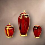 Vintage Carlton Ware coffee service “Rouge Royale” – 4 cups, coffee pot, sugar bowl, and milk jug – England 1940s-50s