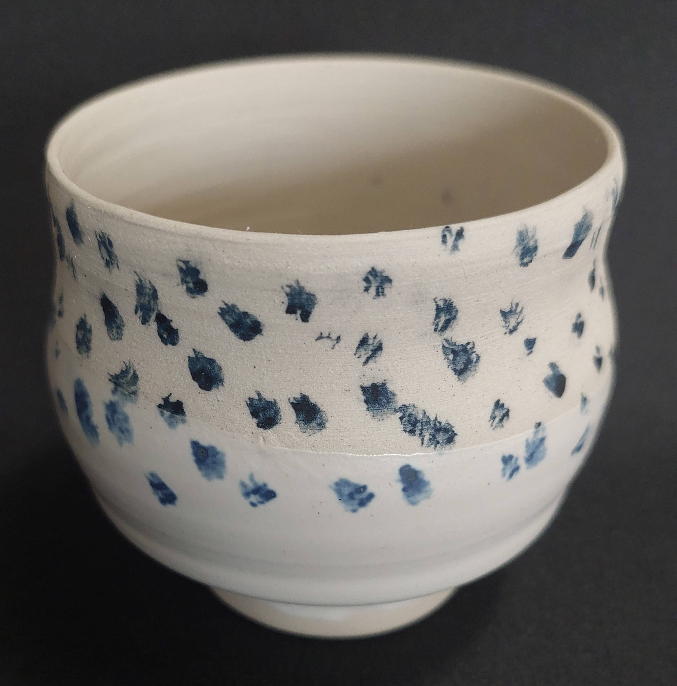 Vintage matcha bowl, stoneware, handcrafted, signature to be identified.