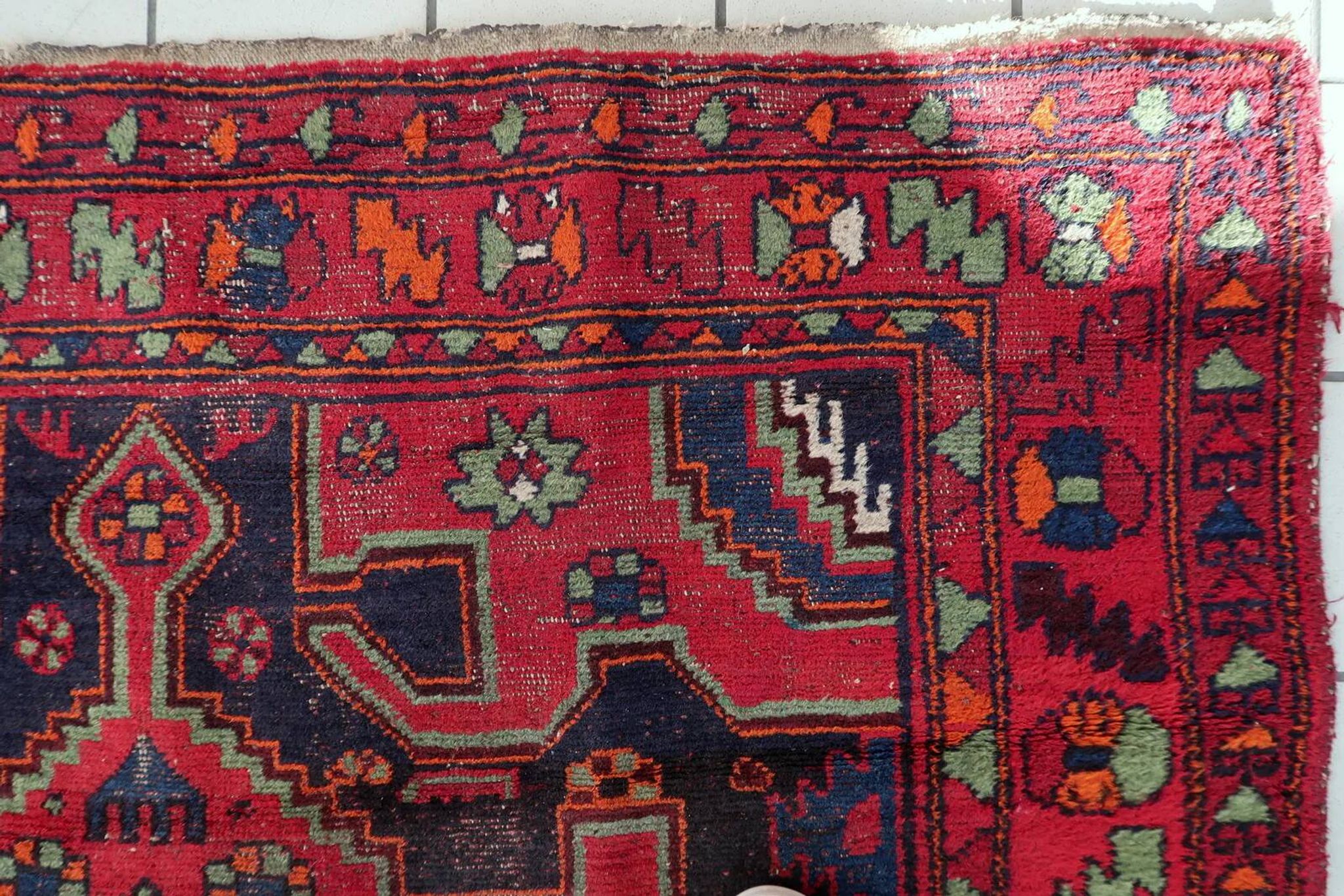 Tapis persan Hamadan antique des années 1930 160 cm x 241 cm