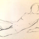 Drawing nude in charcoal on paper