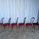 Set of 6 Vintage Bentwood Dining Chairs Set: 1970s , Red Uphols