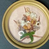 Old miniature frame dried flowers XXth