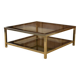 Hollywood Regency coffee table in smoked glass with mirrored framing from the 1970s.