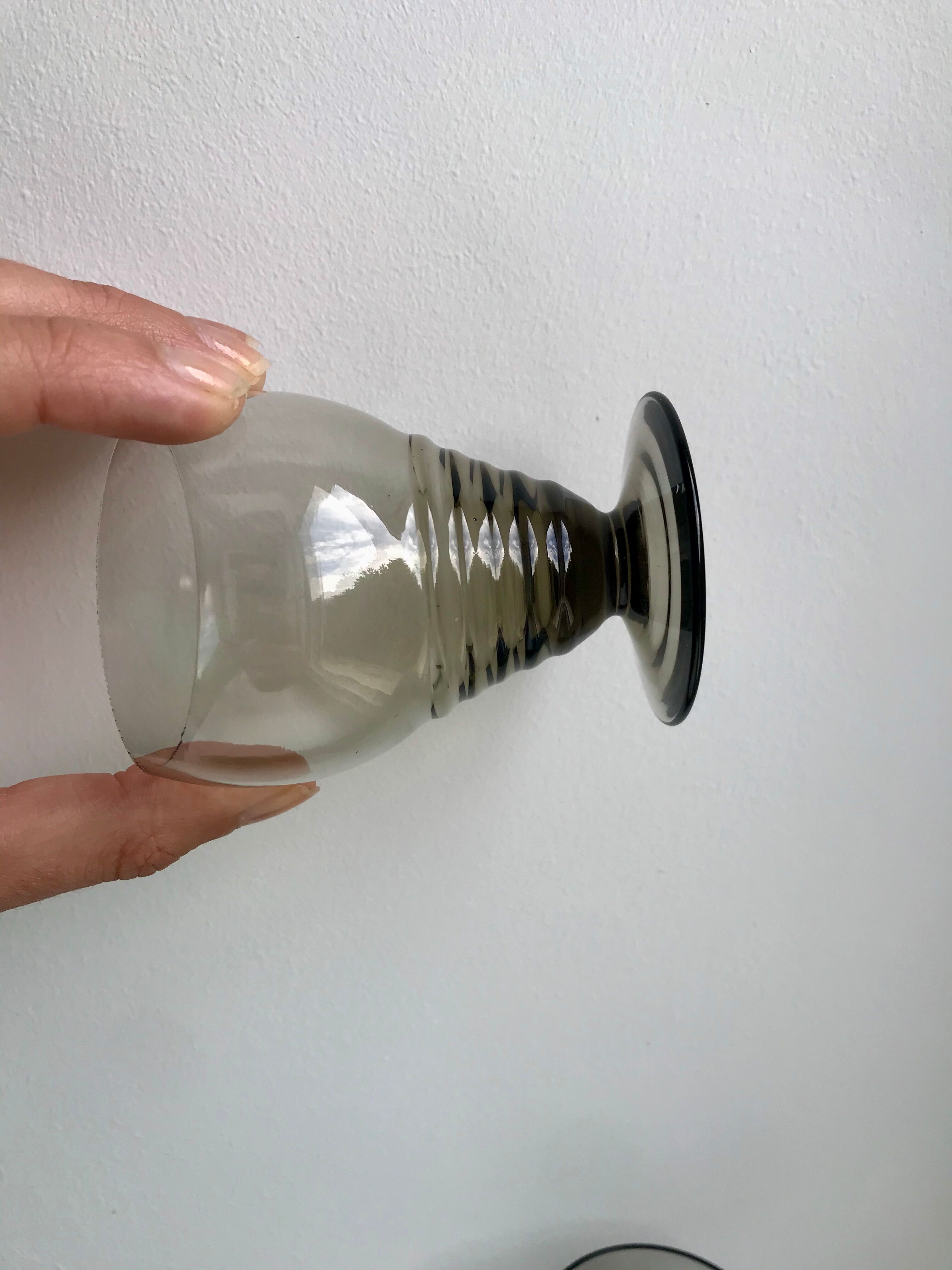 Set of 9 art deco liqueur glasses in smoked glass 30-40s