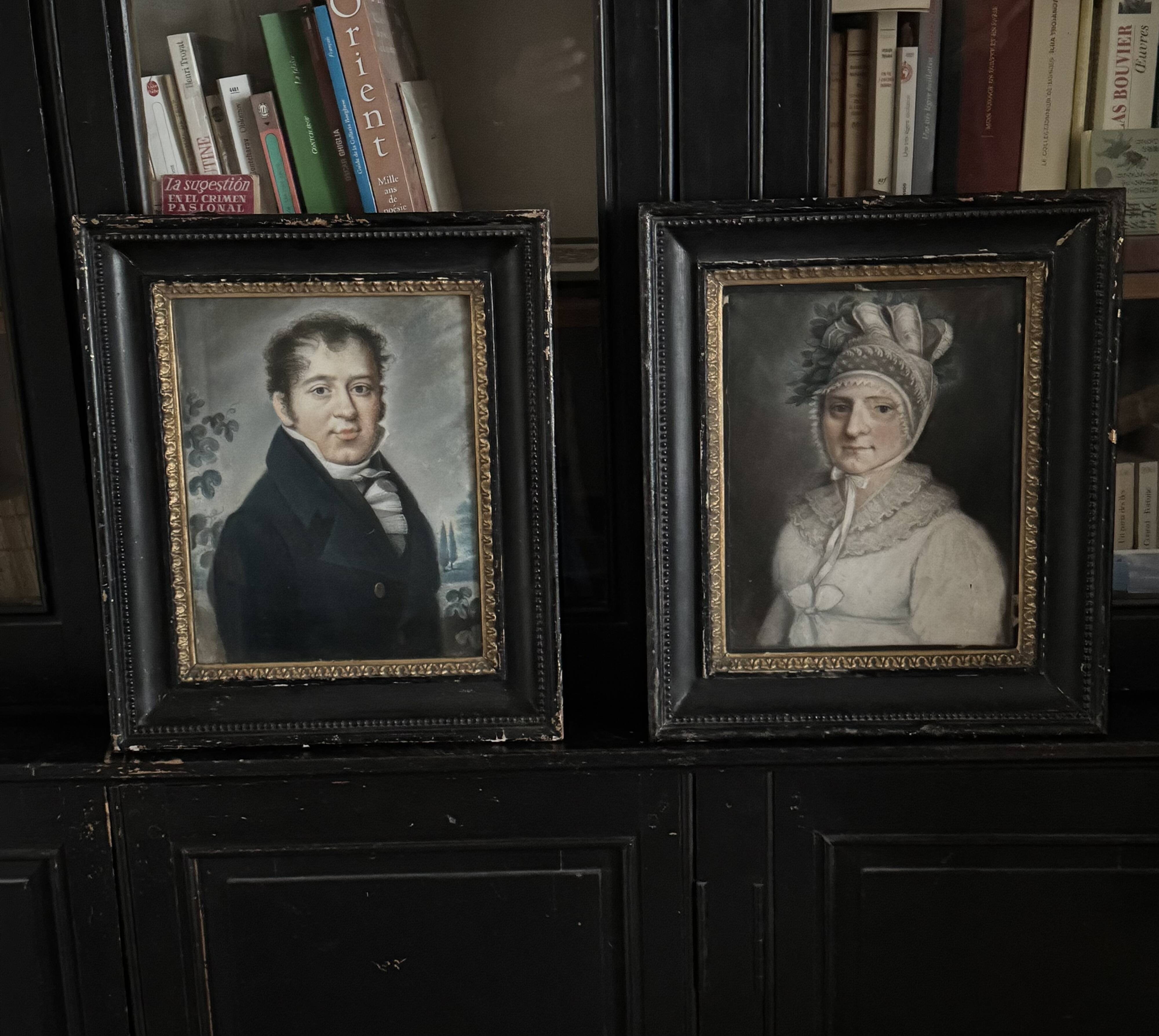Pair of pastel portraits