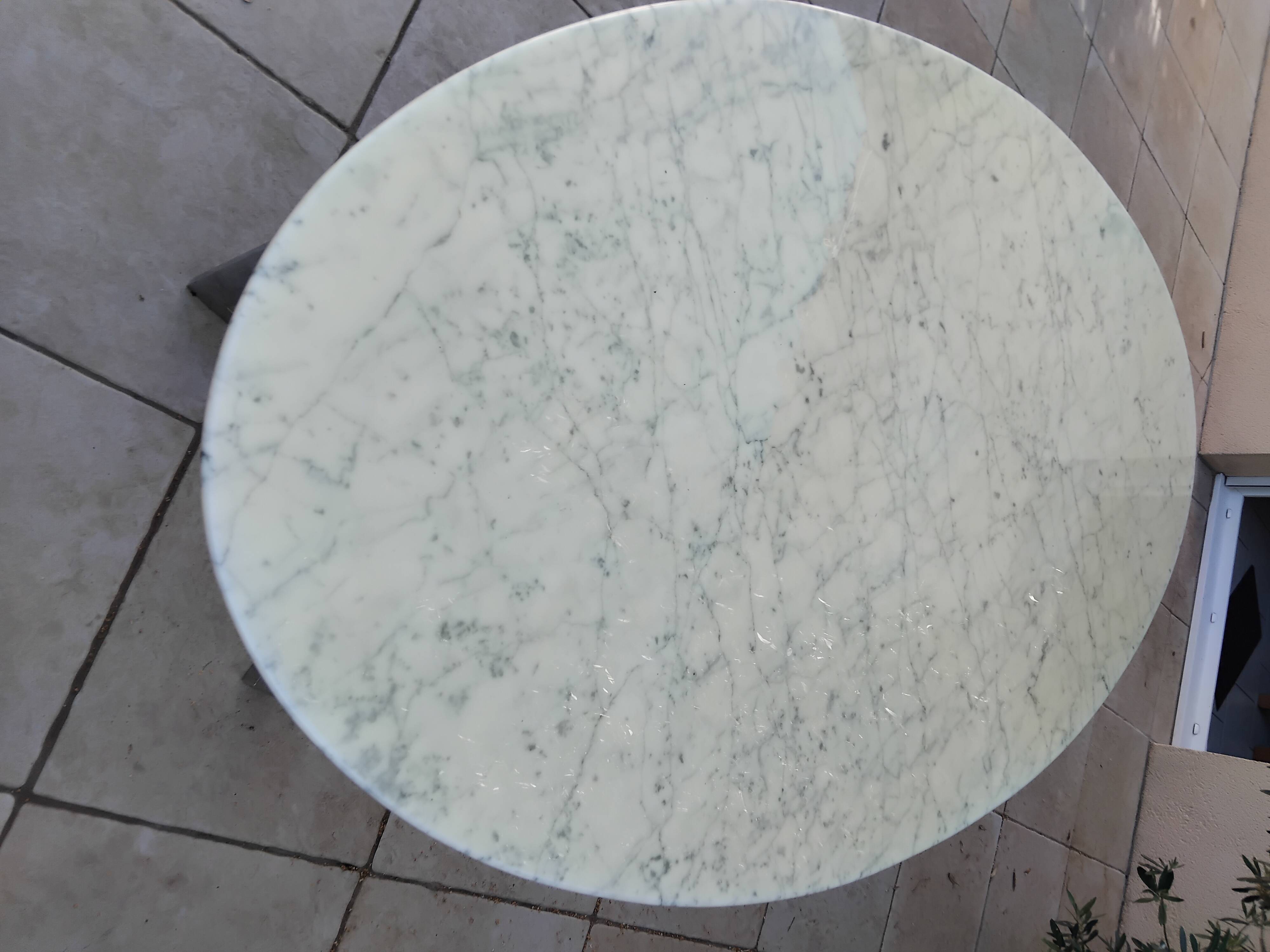 Carrara marble and chrome dining table, vintage Italy, 70s style