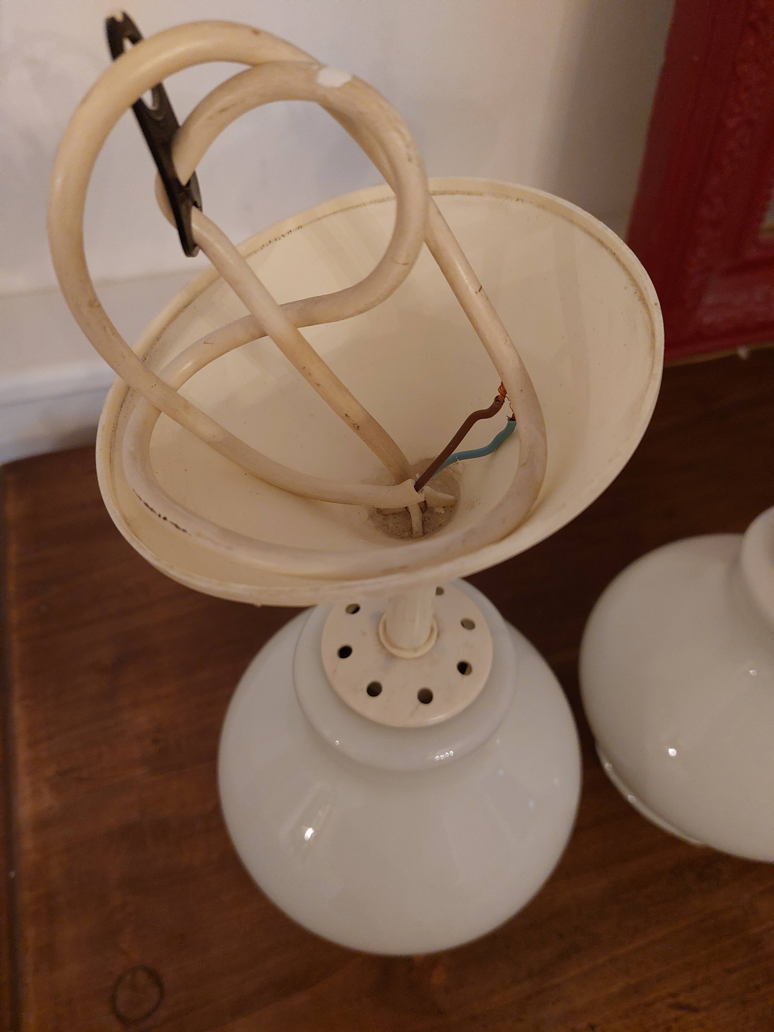 Duo white opaline pendant light