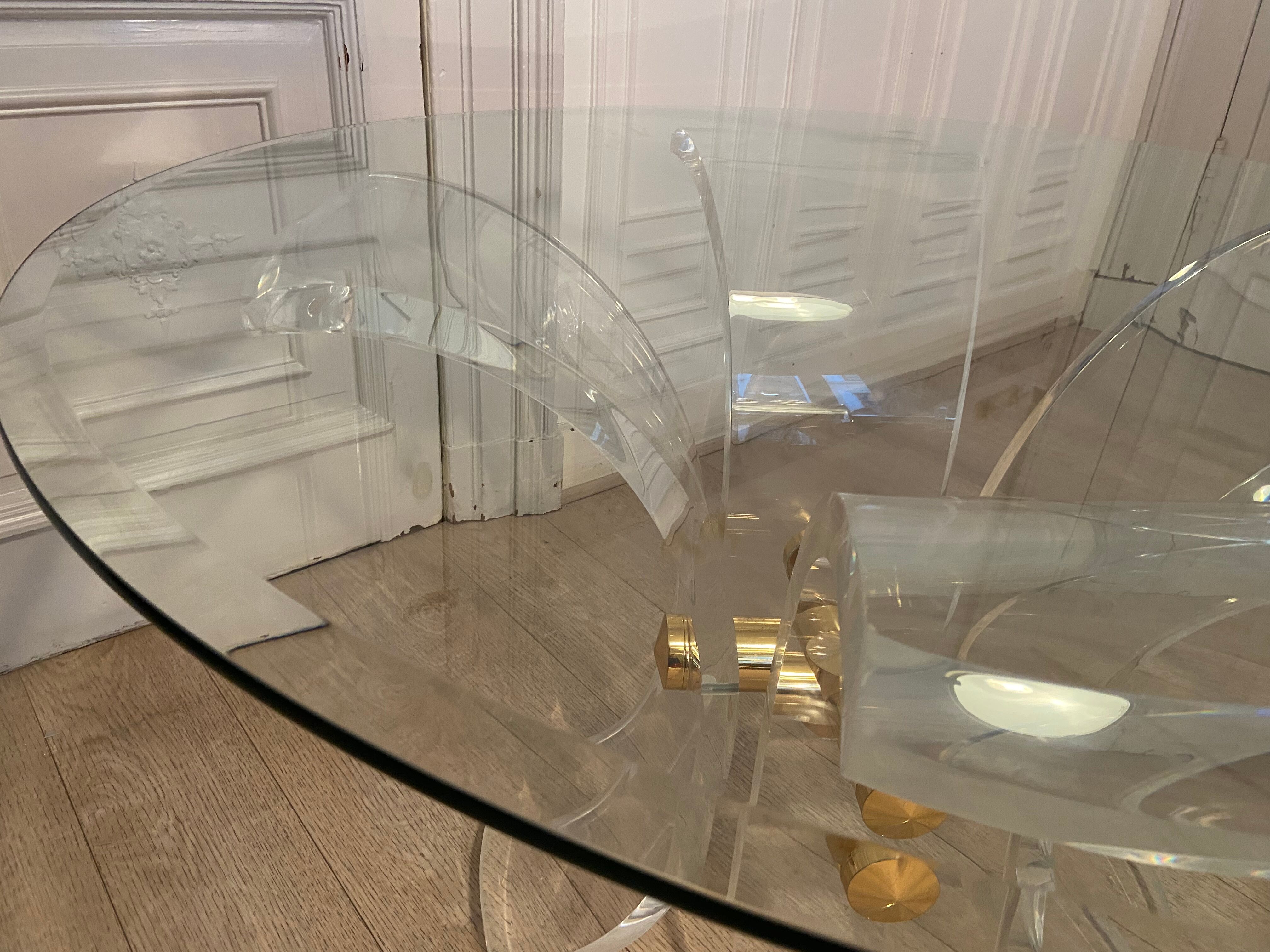 Lily table in plexiglass and gilded metal, 1970