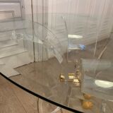 Table Lys en plexiglas et métal doré, 1970