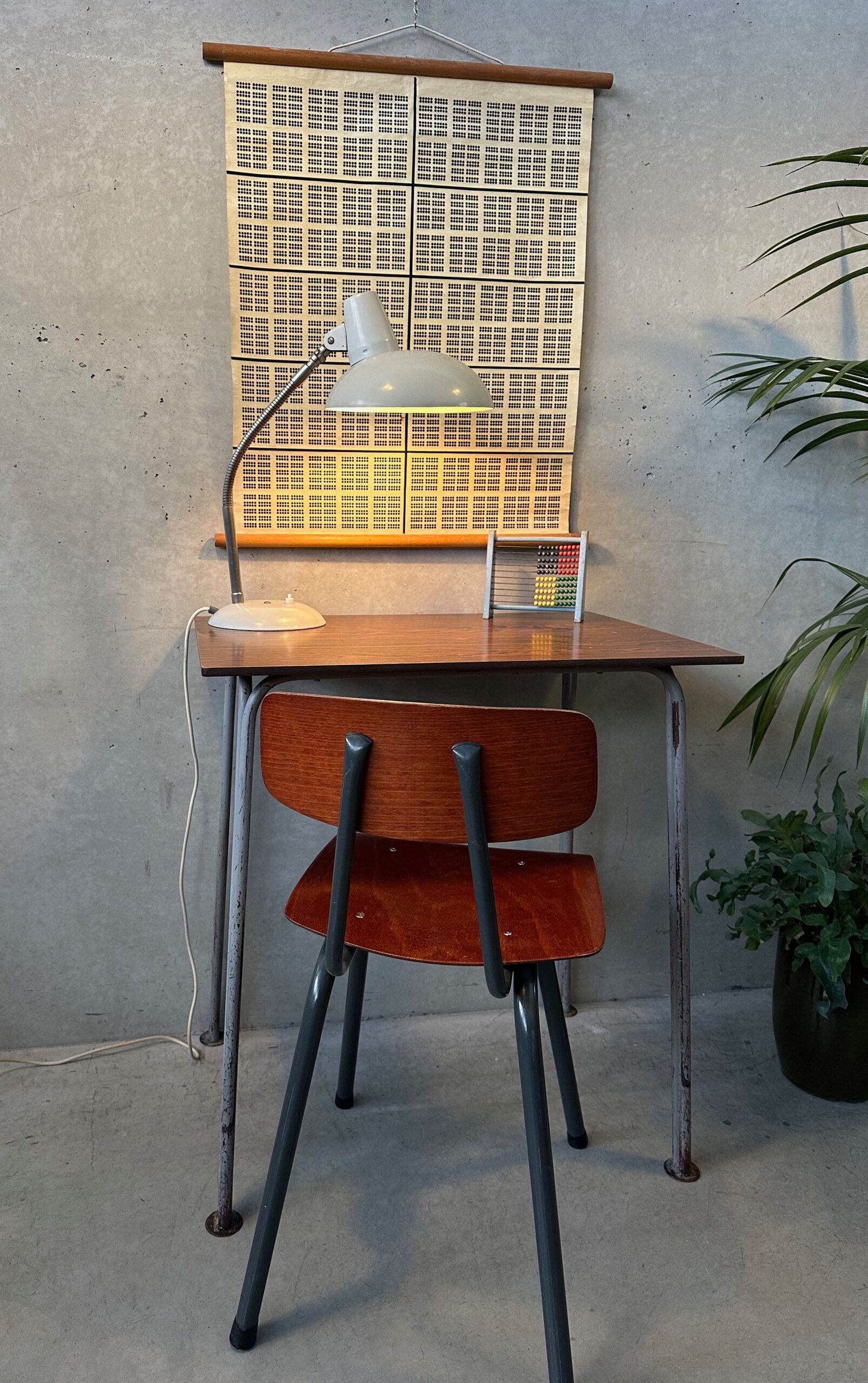 Vintage industrial school tables – steel and composite
