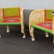Paire de fauteuils en bois apparence "tigre"