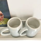 Paire de chopes mugs en grès