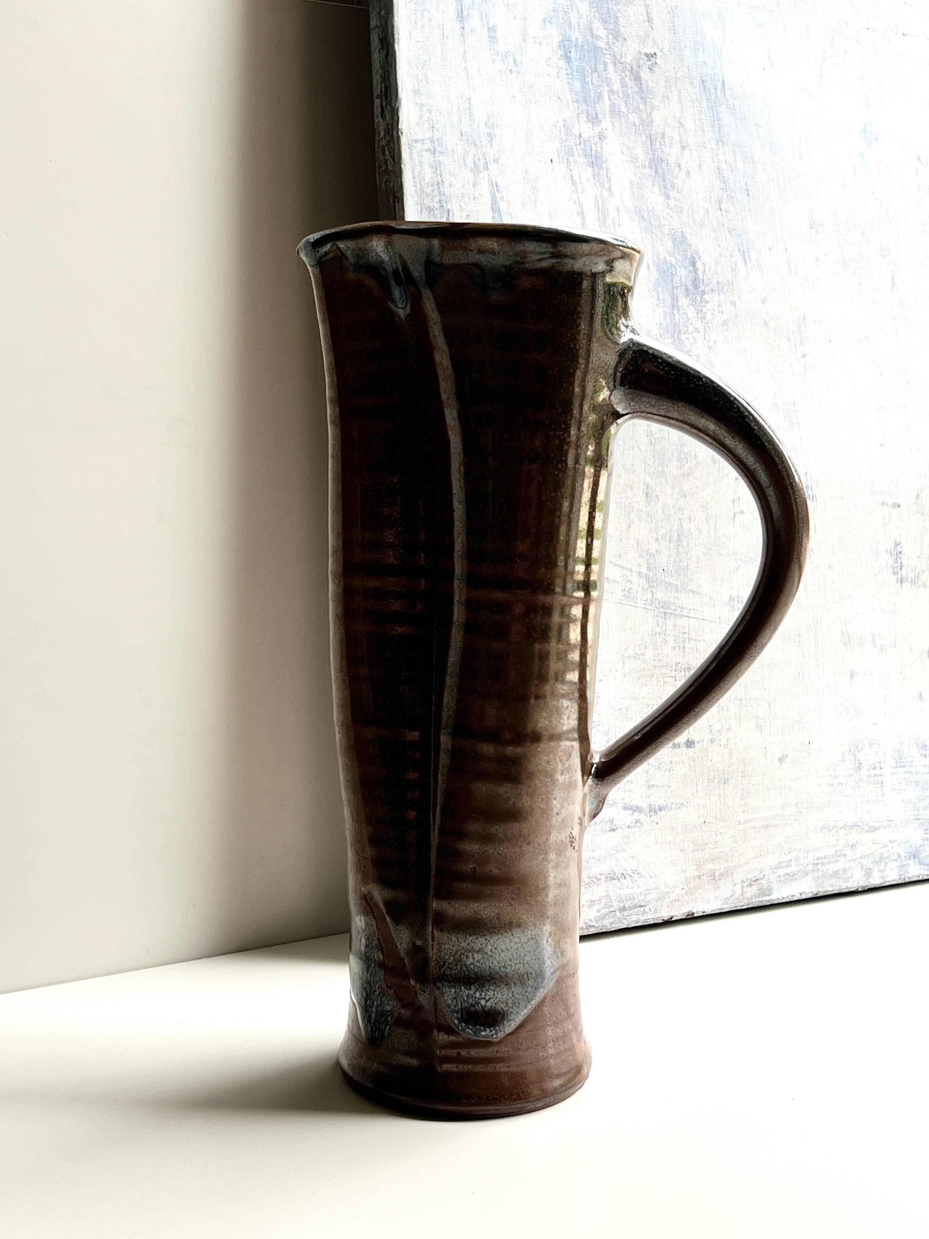 large vase / ceramic pitcher with glaze and signed