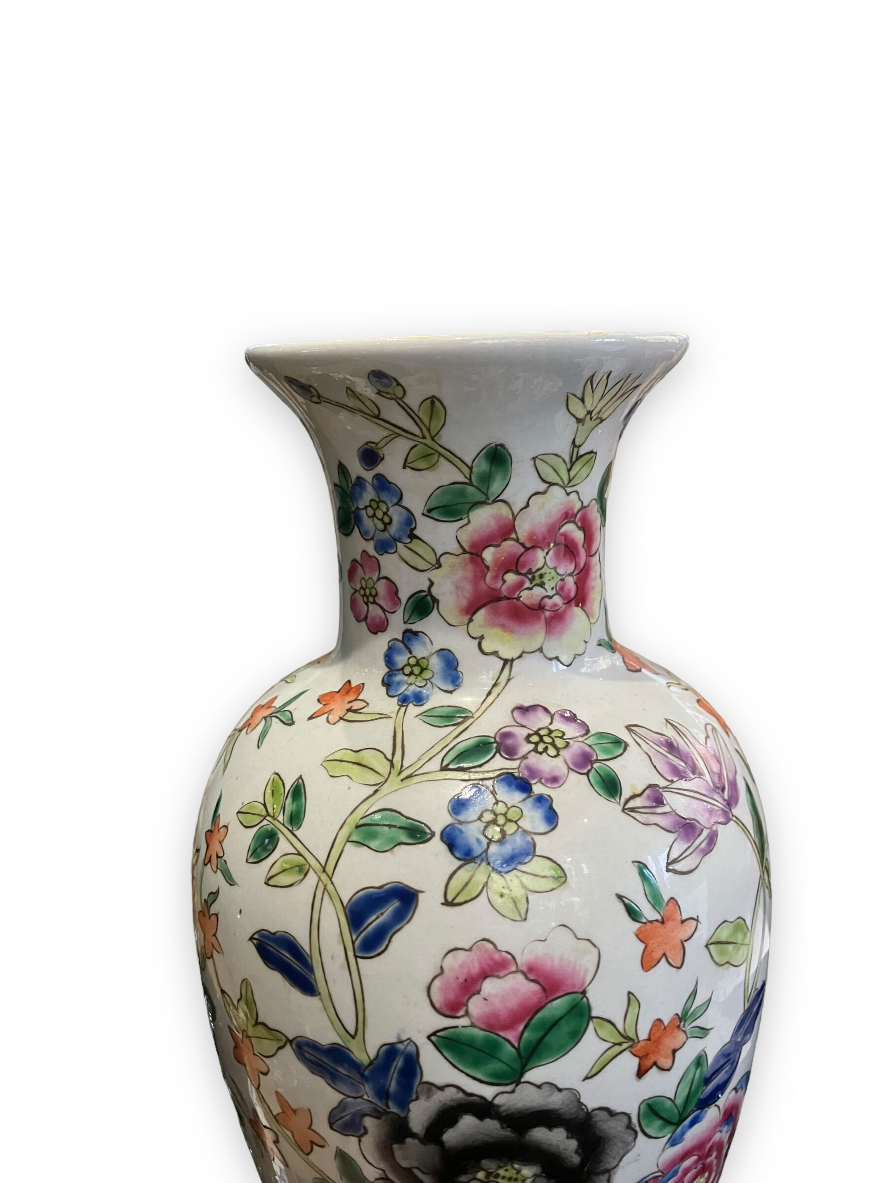 China porcelain vase painted floral decor