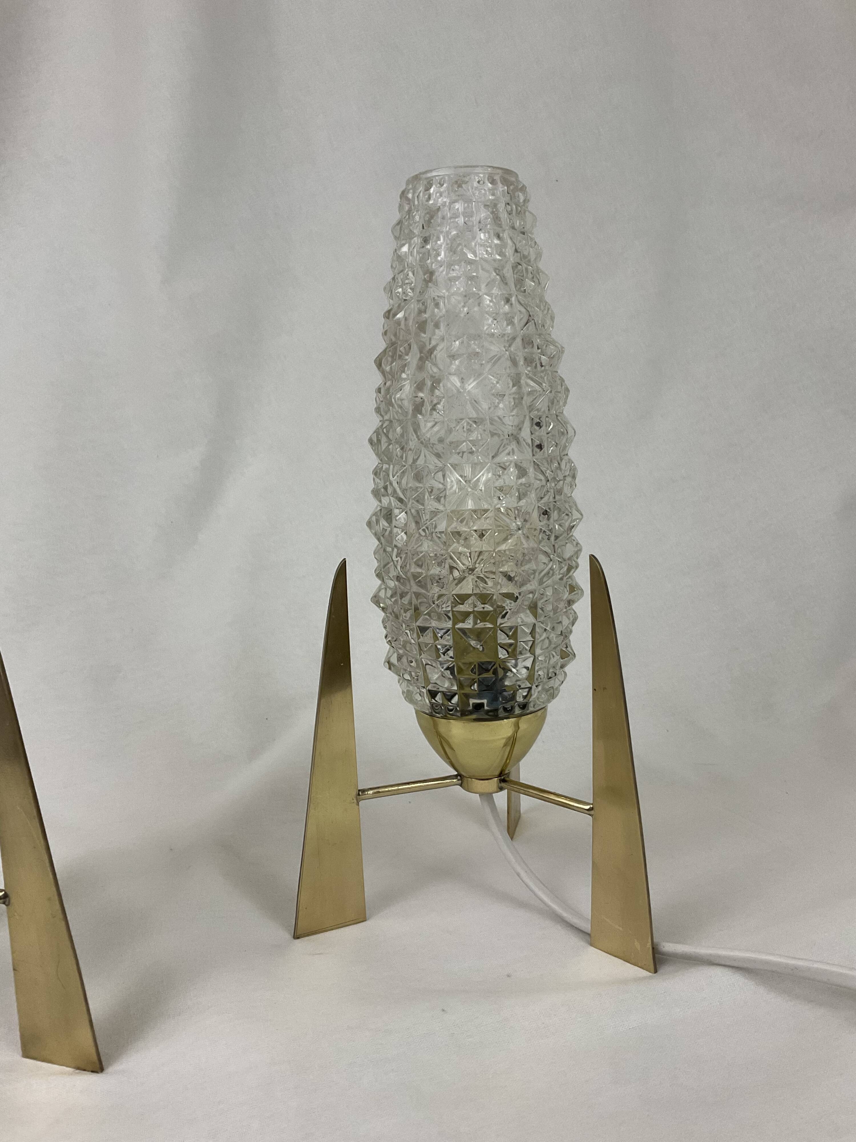 Pair of French mid century bedside lamps style from the 1950s 1960s Space age