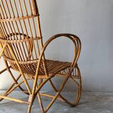 Fauteuil en bambou et rotin dans l'esprit de Louis Sognot, France 50s