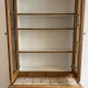 Buffet, vintage wooden sideboard with display cabinet and tiled top.