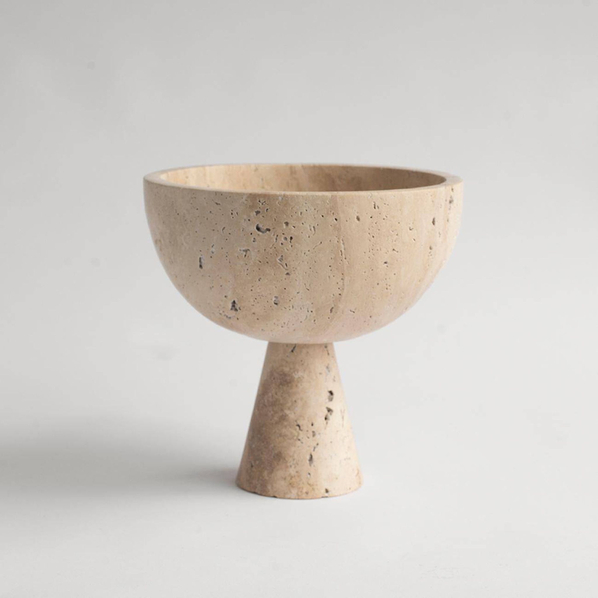 XL travertine pedestal bowl