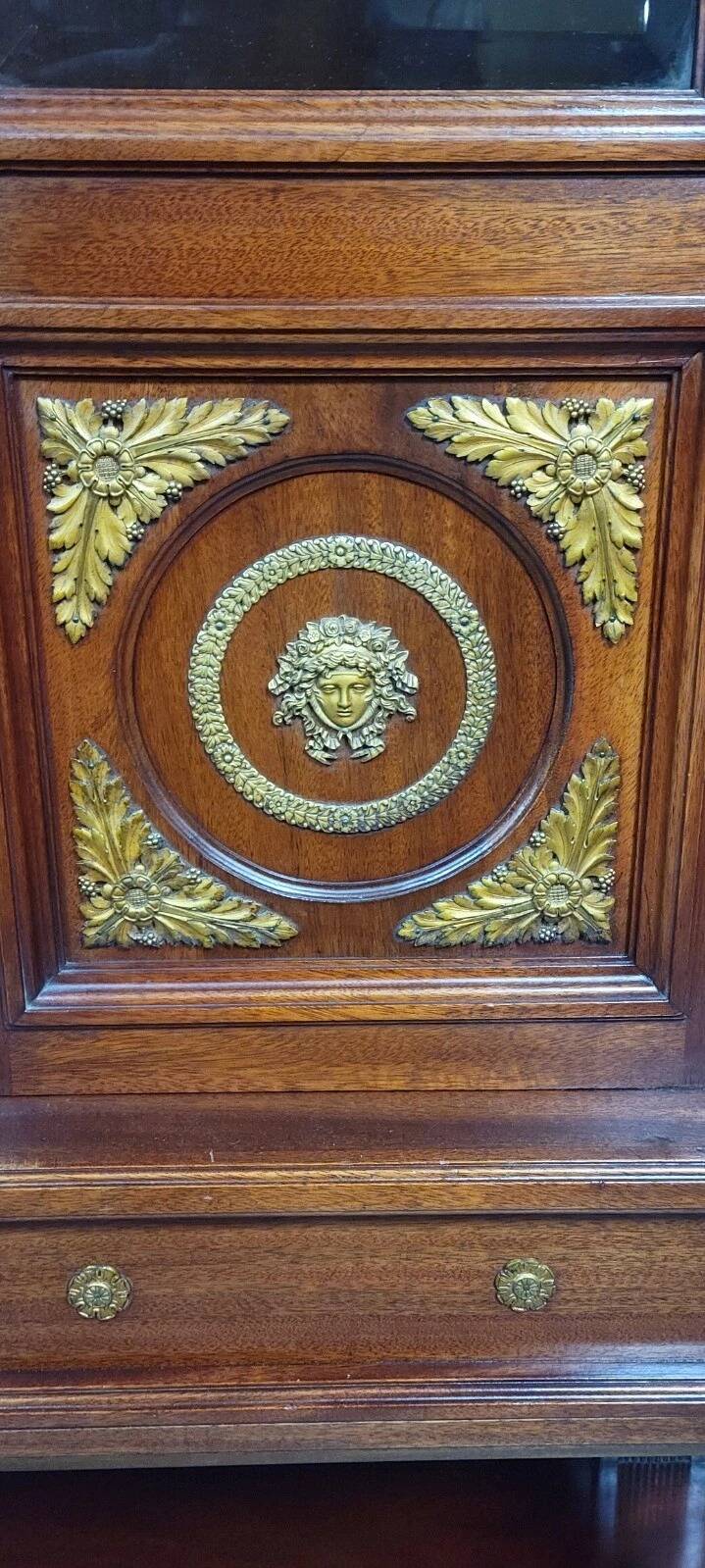 Rare Empire style mahogany and gilt bronze bookcase circa 1880