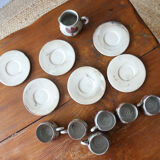 Stoneware coffee service signed Gustave Le Murier – 6 cups, 6 saucers
