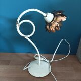Bedside lamp patinated metal flower lotus copper