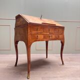 Carel Jacques-philippe Curved Sloping Desk In Louis XV Period Marquetry Stamped
