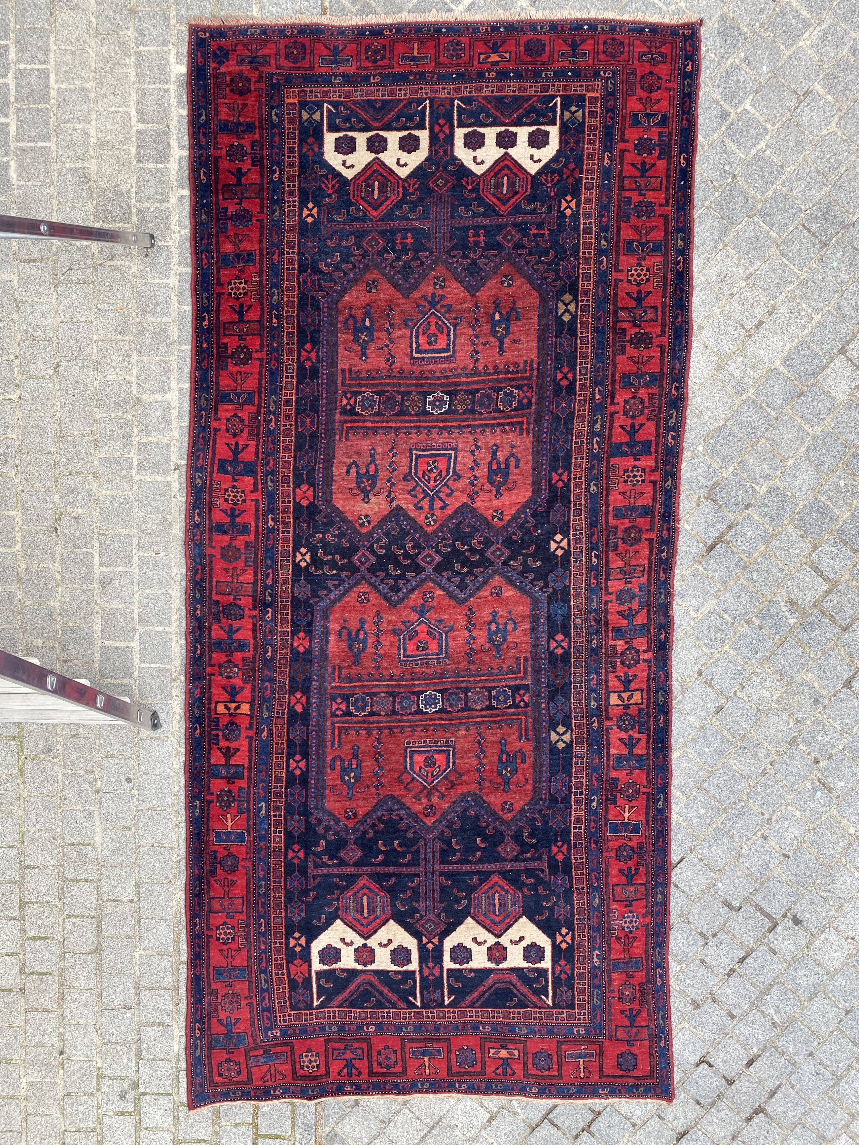 Very beautiful old Persian carpet Bijar handmade 148x318 cm