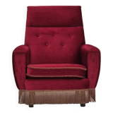 1970s, Danish highback armchair, original condition, red furniture velour.