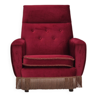 1970s, Danish highback armchair, original condition, red furniture velour.