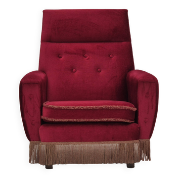1970s, Danish highback armchair, original condition, red furniture velour.
