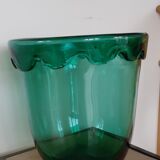 Green pot cache vase in blown glass