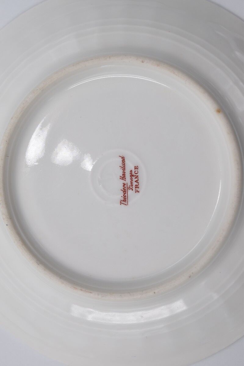 6 cups and saucers porcelain Haviland Limoges barbed-wire décor