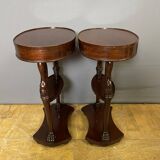 Mahogany bedside table with swan neck.