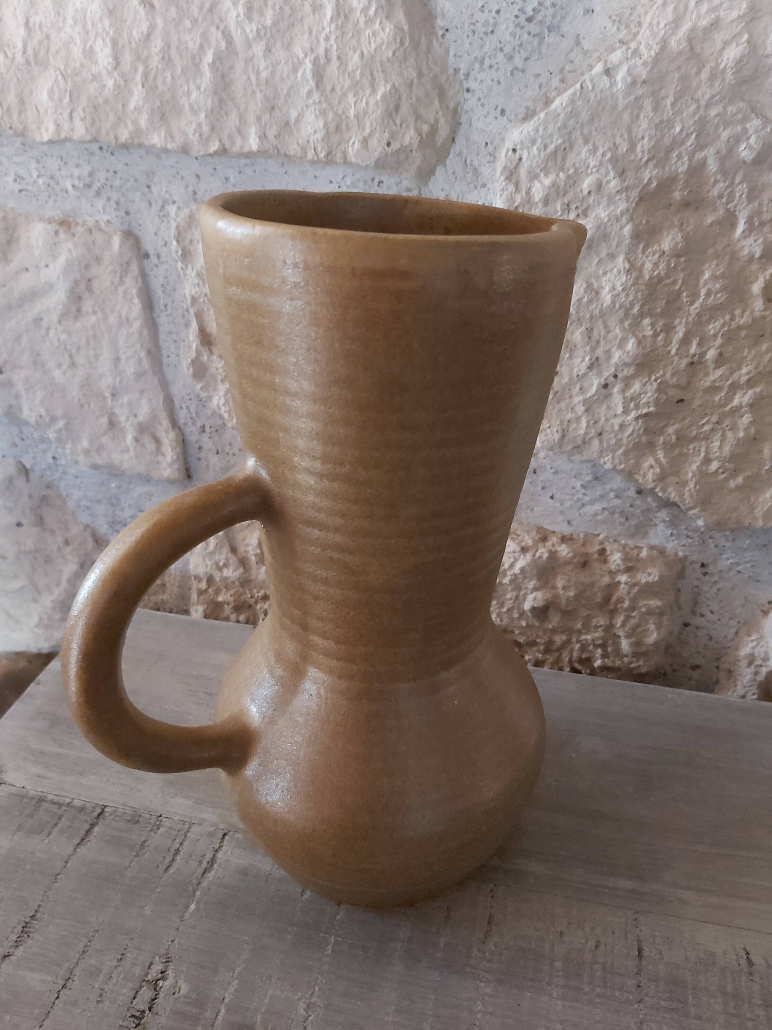 Set of 7 glasses and their Grespot Digoin stoneware decanter