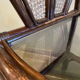 Half moon rattan bedside table