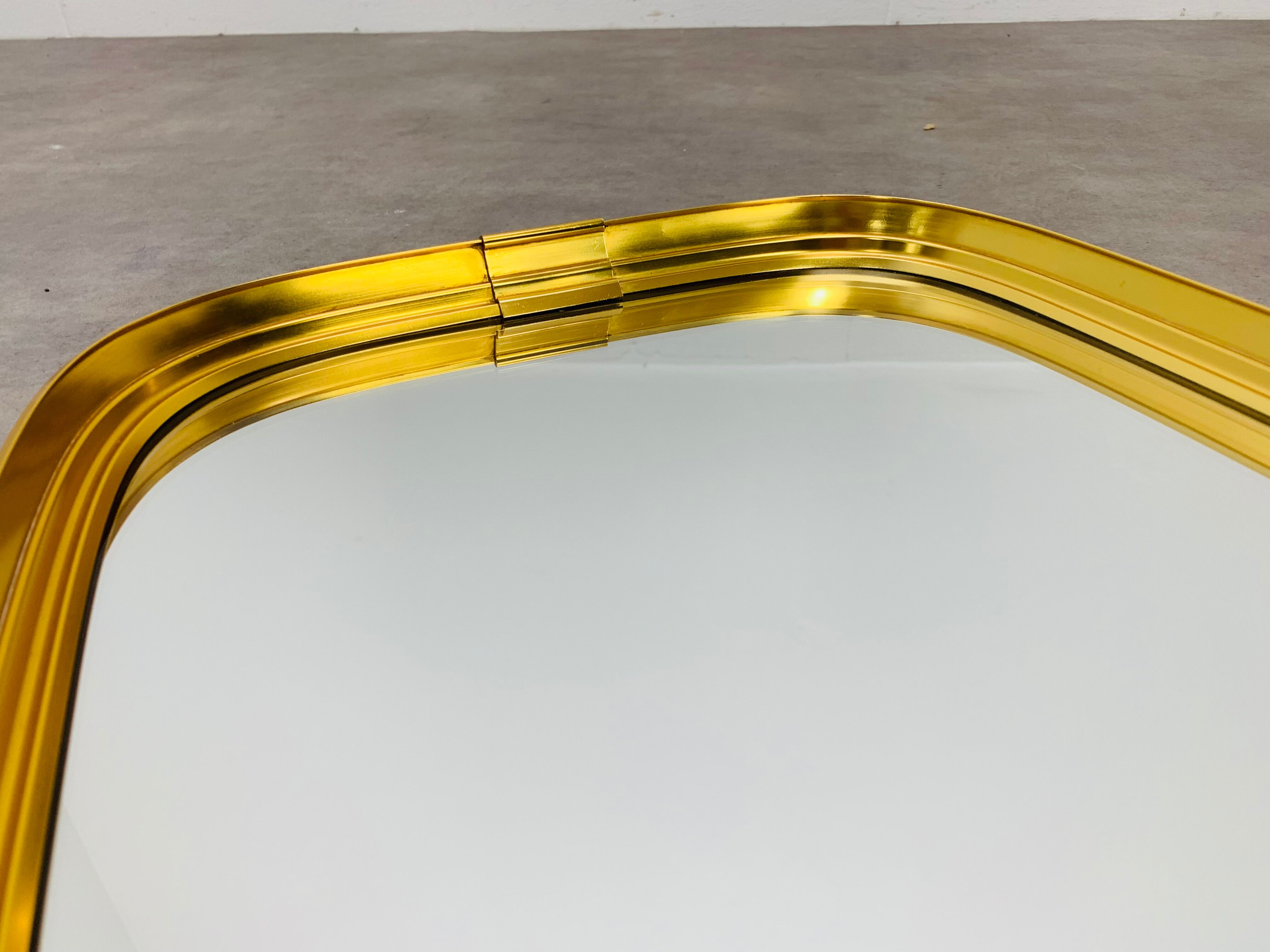 Mirror rearview mirror gold strapping Schönform 60s
